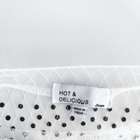 NWOT Hot & Delicious Womens Kylie Embellished Mesh Crop Top White Size Large - Picture 6 of 8